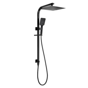 Matt Black Shower Set Square 10" Shower Head Dual Shower Head Top Inlet