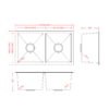 Double bowl sink 770x450x220mm
