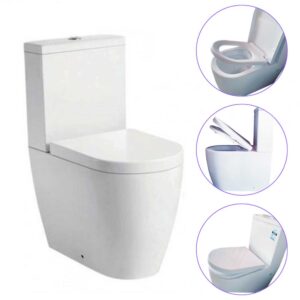 450mm Raised Height Back to Wall Toilet Suite Glazed Ceramic Soft Close Seat