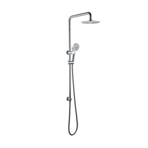Round Shower Set Dual Shower Head with Diverter Chrome Finish
